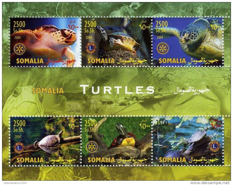 Somalia 2004 TURTLES Lions & Rotary International Emblem Sheet Perforated MintNH