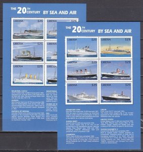 Liberia, 2014 issue. Various ships on 2 sheets of 6. ^