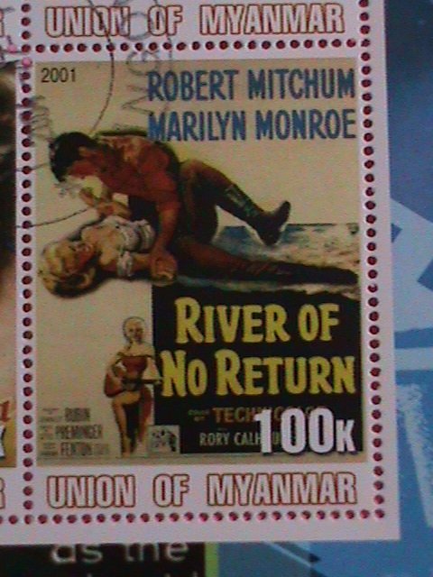 UNION OF MYANMAR STAMP-2001-MARILYN MONROE: MOVIE POSTER -MNH STAMP SHEET -RARE