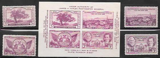 US #772.73; 775,76; MNH 778 Mini sheet imperf.