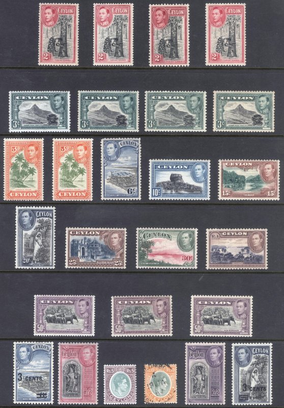 Ceylon 1938 2c-10r GVI Pictorial Scott 278-289A SG 386-397+F1 MLH/VFU Cat $168+