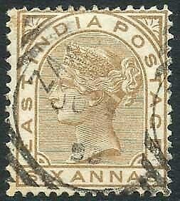 Zanzibar SGZ60 6a Pale Brown Z5 Squared Circle dated 9th June 1893
