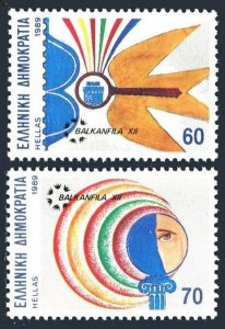 Greece 1664-1665, 1666, MNH. Michel 1728-1729, Bl.7. BALKANFILA-1989. Post horn.