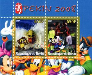 Benin 2007 Pekin 2008 Olympics Football & Swimming  SS MNH 