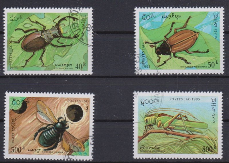 1995 Laos Scott # 1243-1246 Insects CTO