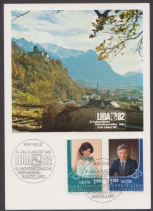 LIECHTENSTEIN 1982 LIBA EXHIBITION / PRINCE & PRINCESS SPECIAL CARD WITH CANCL.