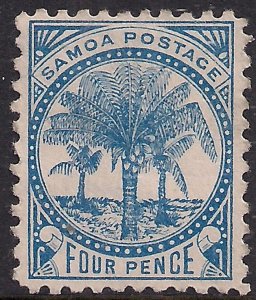 Samoa 1895 - 00 QV 4d Blue Mint No Gum Perf 11 SG 61 ( T617 )