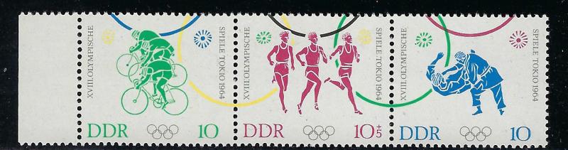 German Democratic Republic Scott # 713 + B120 + 714, mint nh, se-tenant, s/3