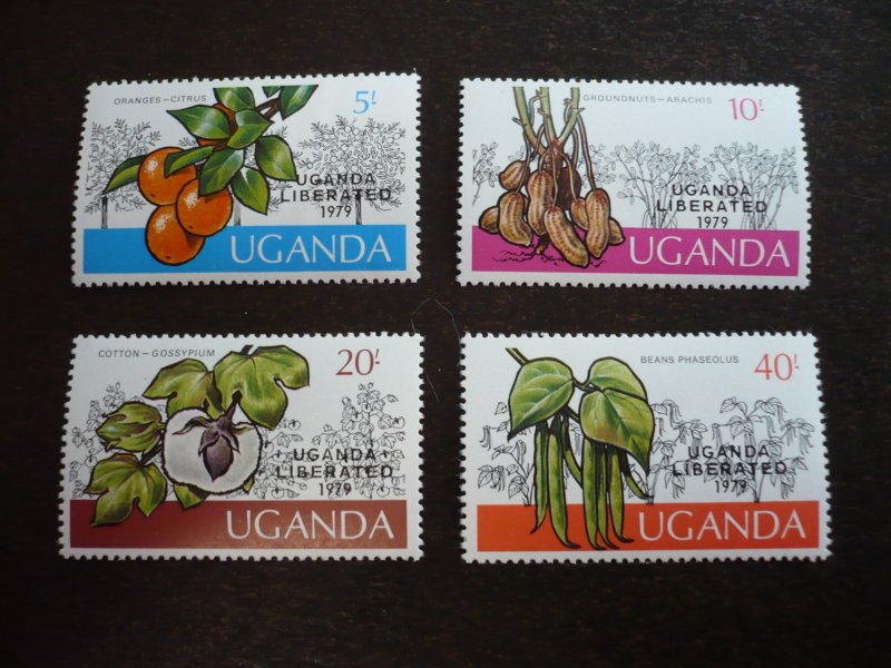 Stamps - Uganda - Scott# 237-240- Mint Never Hinged Set of 4 Stamps/Overprinted