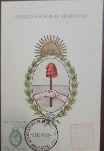 P) 1943 ARGENTINA, COUP D`ETAT, ARGENTINE NATIONAL COAT OF ARMS, MAXIMUN CARD XF