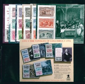 US Scott # 2624 - 2629 Complete Set of 6 Panes Voyages of Columbia Mint MNH