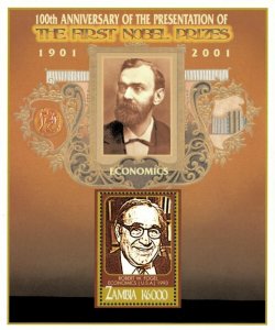 Zambia 2002 - Nobel Prize 100th Anniversary Robert Fogel - Souvenir Sheet - MNH