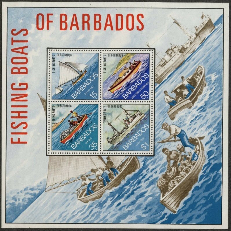BARBADOS Sc#391-5, 395a, 412-5, 415a 1974 3 Complete Sets & 2 S/S OG Mint LH