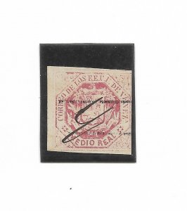 VENEZUELA 1873 NATIONAL COAT RED INVERTED  OVERPRINT USED CONDITION SCOTT 37B