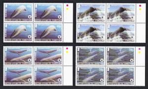 BAT WWF Blue Whale 4v Blocks of 4 Right Margins SG#361-364 SC#326-329 MI#353-356