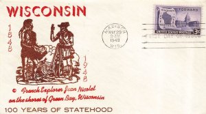 957 3c WISCONSIN - Spartan cachet