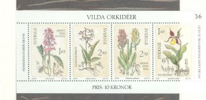 Sweden #1419 Unused Souvenir Sheet (Flowers)