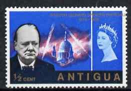 Antigua 1966 Churchill Commem 1/2c with superb 15mm shift...