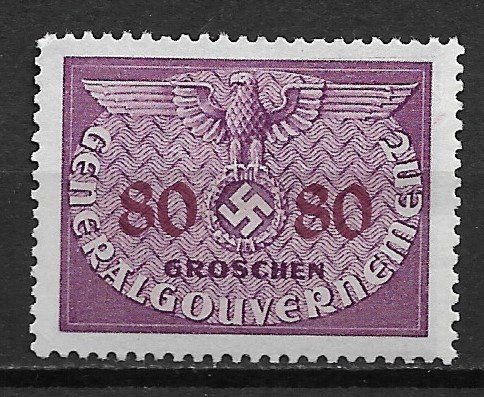 1940 German Occupied Poland NO12 80gr Official MNH