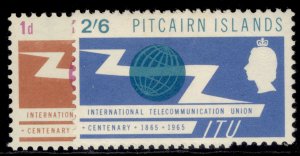 PITCAIRN ISLANDS QEII SG49-50, 1965 ITU centenary set, LH MINT.