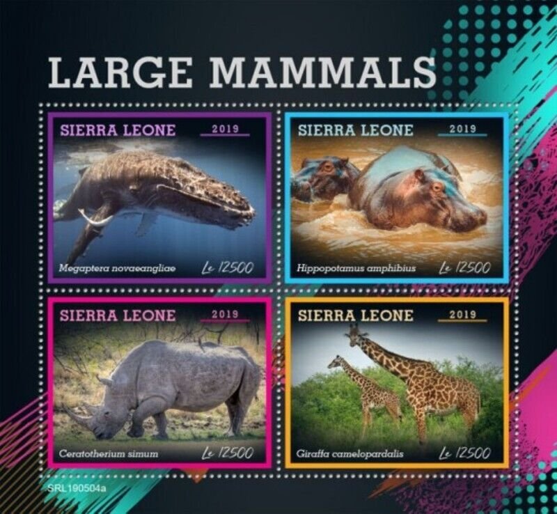Sierra Leone - 2019 Large Mammals - 4 Stamp Sheet - SRL190504a