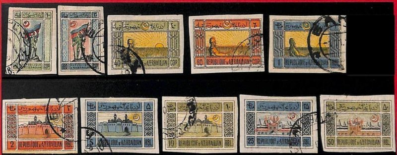 94752  - AZERBAIJAN  -  STAMPS - Michel # 1/10   IMPERF STAMPS - USED