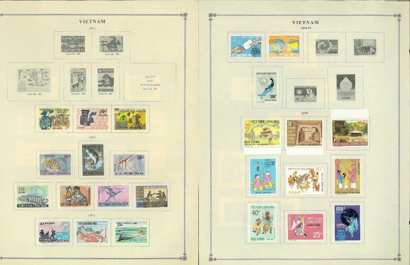 Viet Nam 1956-1975 M&U Hinged on 20 Scott International Pages.