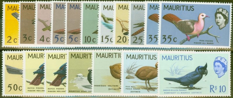 Mauritius 1965-67 Birds Extended set of 18 SF317-331, 340-341 V.F Lightly Mtd Mi