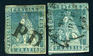 ITALY STATES TUSCANY SC# 5 SASSONE # 5 USED LOT OF 2 SHADES AS SHOWN 