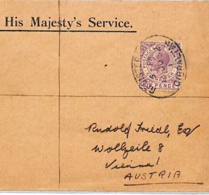 GIBRALTAR KGV Cover Superb 6d OHMS Registered 1932 Vienna {samwells}PJ146