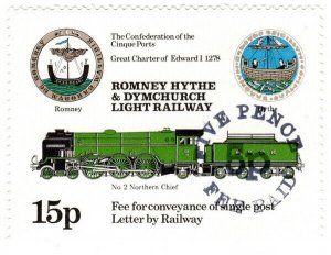 (I.B) Romney Hythe & Dymchurch Railway : Letter Stamp 15p (Northern Chief)