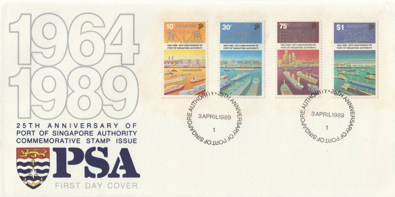 1989 25th Anniversary of Port of Singapore Authority FDC SG#588-591