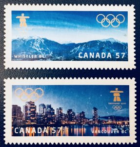 Canada #2366a &2366b 57¢ Vancouver Olympics (2010) Two stamps. Unused. NG