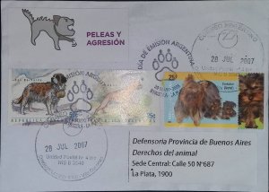 O) 2007 ARGENTINA, DOGS, VERY NICE CANCELLATION, CIRCULATED COVER TO  LA PLATA