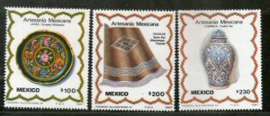 Mexico 1987 Handicrafts Lacquerware Tray Lidded Jar Blanket Sc 1480-82 MNH # ...