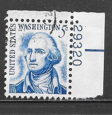 USA 1283B: 5c George Washington, plate no single, used, F-VF