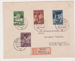 Danzig Scott # 234-237 Mi 302-05 Registed air Mail Cover to Waldemar Vergien