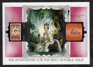 Belize #797 MNH; SS of 50th Anniv. of QEII Coronation w/ Overprint (1985)