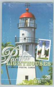 US UX504-508 2007 Postal Cards; packet of 20 4x #UX504-508 (UX508a) Pacific Lighthouses.