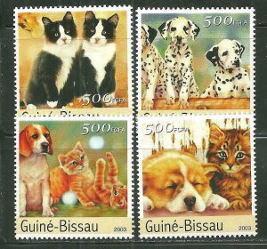 Guinea-Bissau MNH Set Of Cats & Dogs Mammals 2003