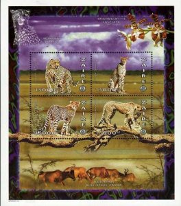 Zaire MNH  1997 WILD Cats Sheet of 4