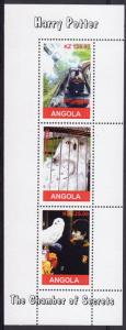 Angola 2002 HARRY POTTER THE CHAMBER OF SECRETS OWL/TRAIN STRIP (3) MNH