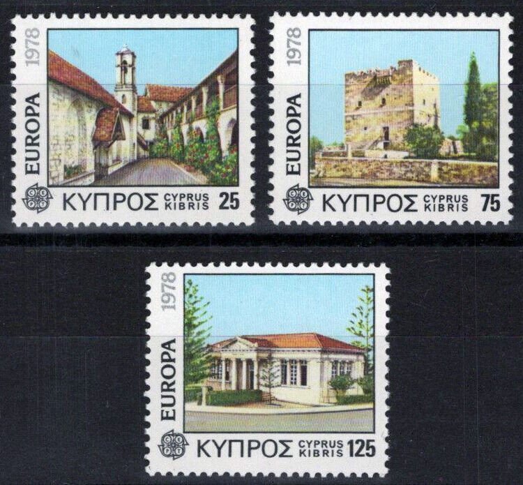 ZAYIX Cyprus 495-497 MNH Europa Kolossi Castle Monastery Library 090222S19