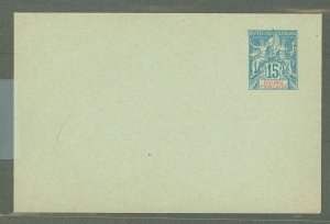 French Guinea  1892 15c blue on bluish, flap is not stuck