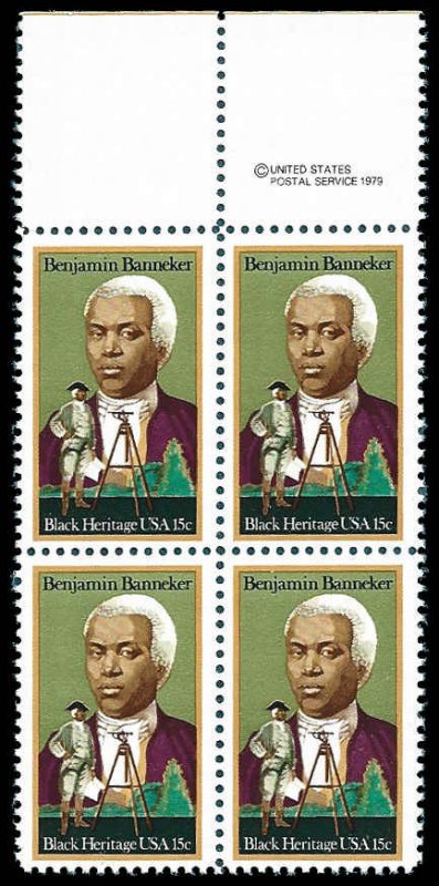 PCBstamps   US #1804 CW 60c(4x15c)Benjamin Banneker, Black Heritage, MNH, (2)