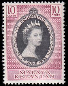 Malaya Kelantan Scott 71 Queen Elizabeth II Coronation MNH