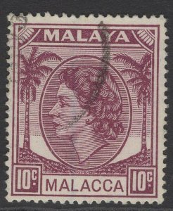 MALAYA MALACCA SG29 1954 10c BROWN-PURPLE FINE USED