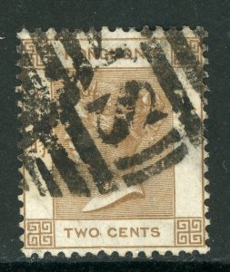 China 1864 Hong Kong 2¢ Deep Brown QV Wmk CCC Scott 8a VFU D828