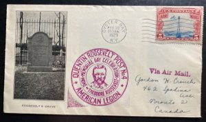 1929 Oyster Bay NY USA First Day Cover To Toronto Canada Quentin Roosevelt Post