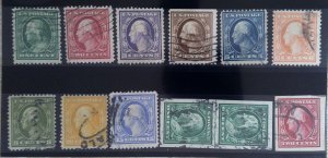 Scott #374-384 - Used - FW Lot - 1910